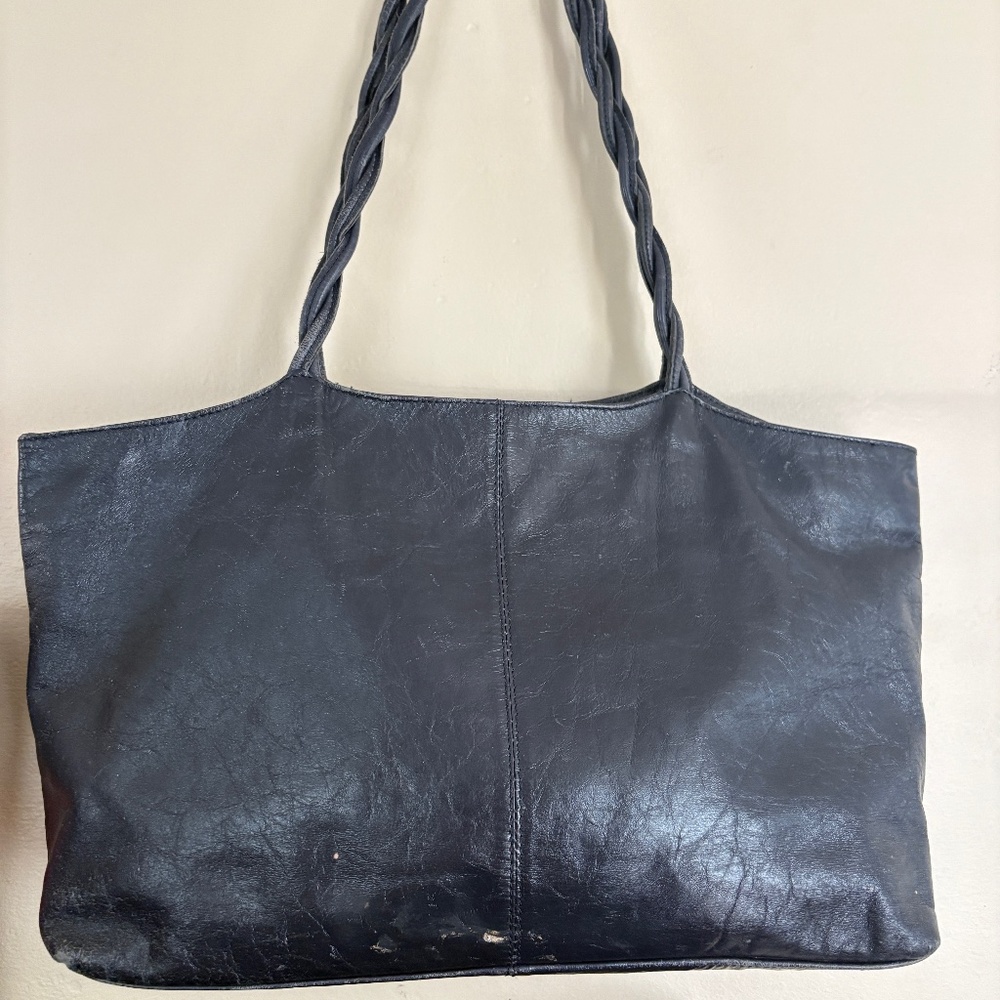 Latico leather handbag, double handle, braided, lined, zip close